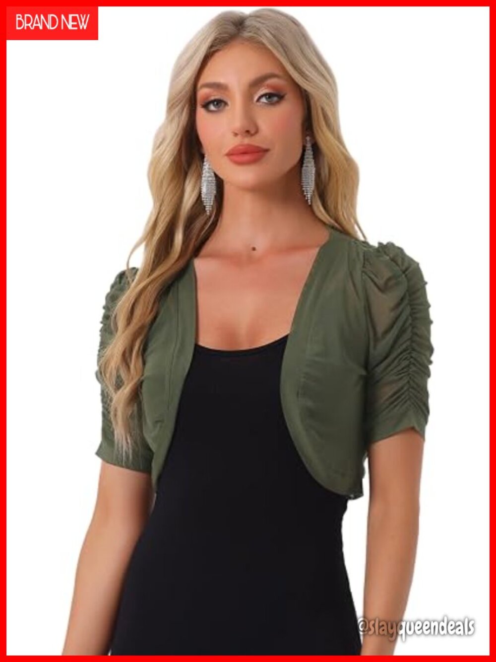 Mesh Crochet Open Front Crop Cardigan Shrug Bolero